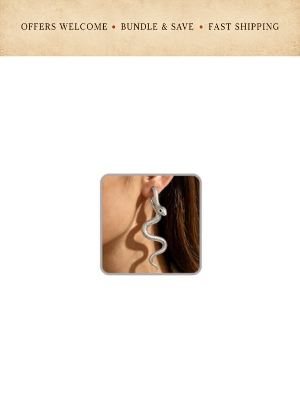 Snake Earrings Women Vintage Goth Snake Studs Gold Plated Dangle
